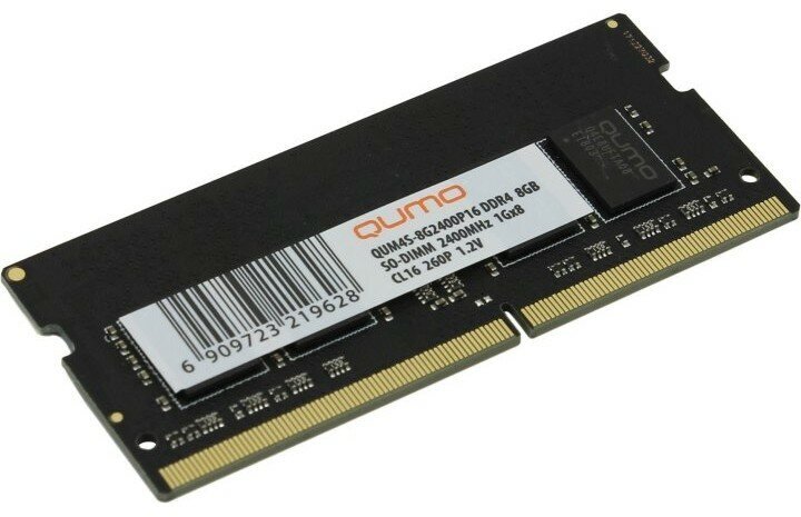 Qumo Модуль памяти DDR4 SODIMM 8GB QUM4S-8G2400P16 PC4-19200, 2400MHz OEM RTL