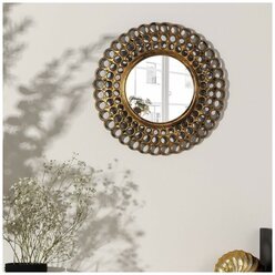 Зеркало настенное Винтаж, d зеркальной поверхности 13 см, цвет состаренное золото