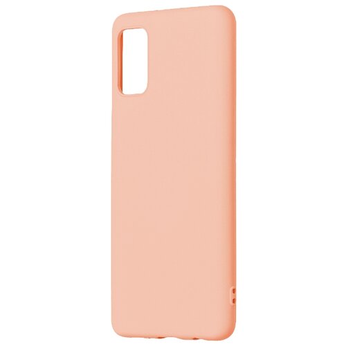 Матовый силиконовый чехол-накладка с бархатной подкладкой из микрофибры PERO для Samsung A41 / Silicone Case на Самсунг Галакси А41  светло-розовый