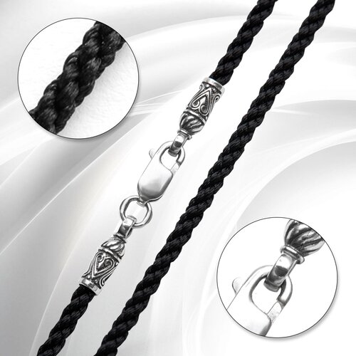 Гайтан православный ювелирный шнурок для крестика на шею черный цвет 925 ручная работа Размер 70