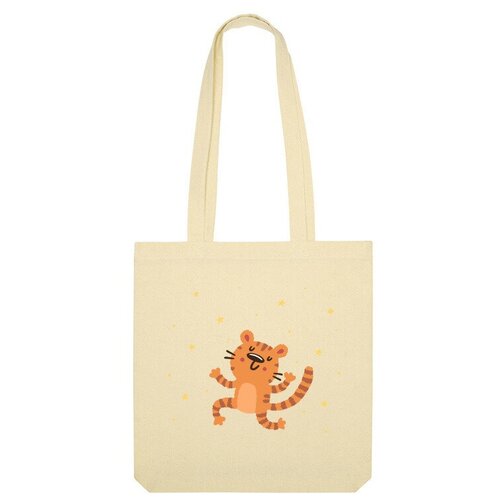 Сумка шоппер Us Basic, бежевый сумка веселый тигр танцует звезды серый