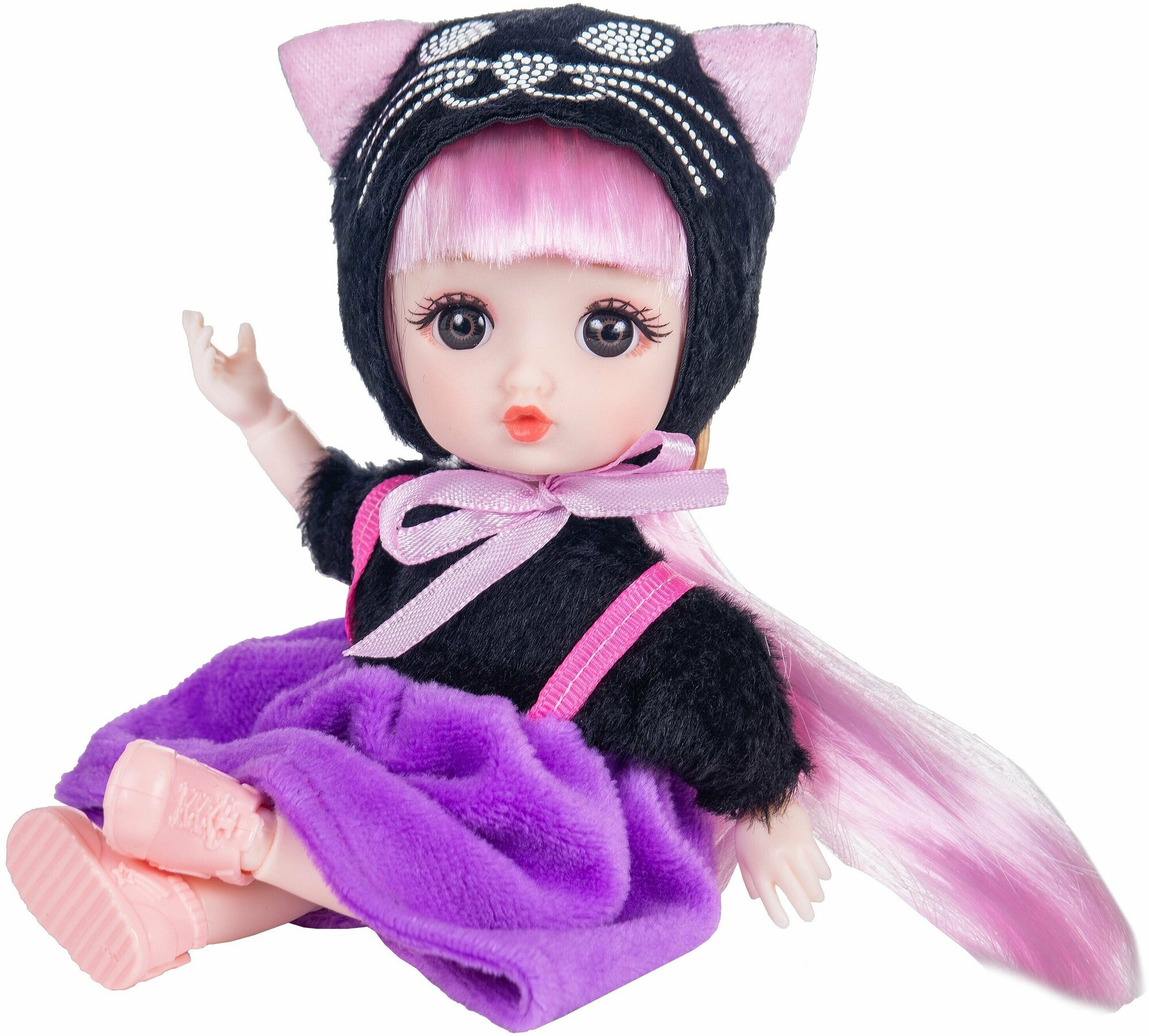 Кукла для девочек "Кошечка" 15см, Дружные животные, фиолетовый