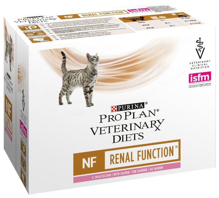 Purina Pro Plan Veterinary Diets NF Renal Function Advanced Care влажный корм для кошек для поддержания функции почек на поздней стадии хронической почечной недостаточности с лососем, в паучах - 85 г