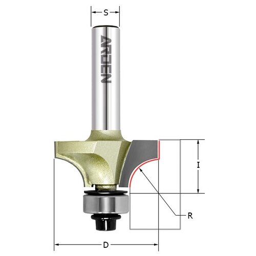 Фреза внутр.радиус (нижн. подш.) Z=2 R=6.35 D=25.4x12.7x56 S=8 ARDEN
