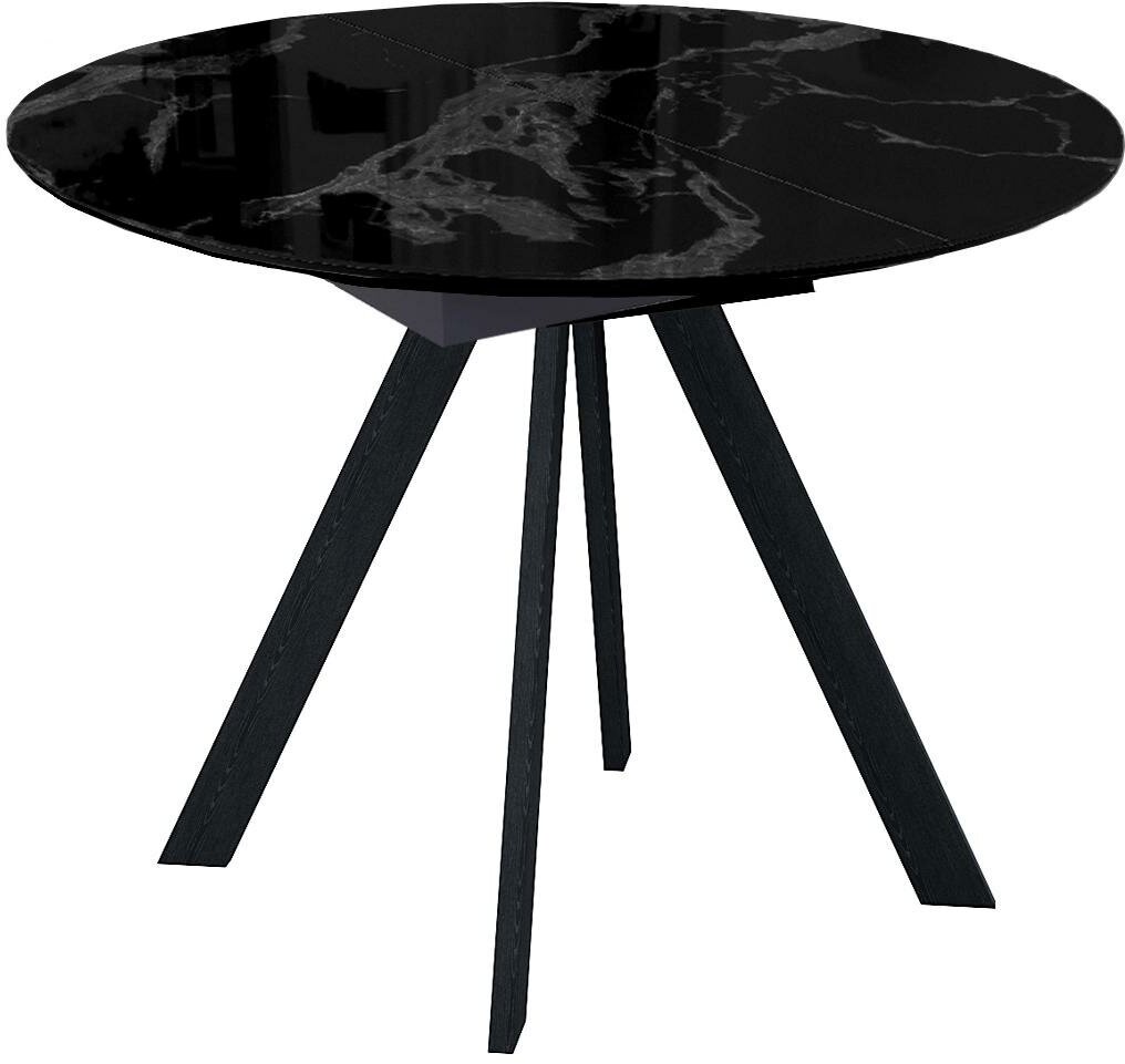 фото Стол DikLine SFC100 d1000 стекло Оптивайт Черный мрамор/подстолье черное