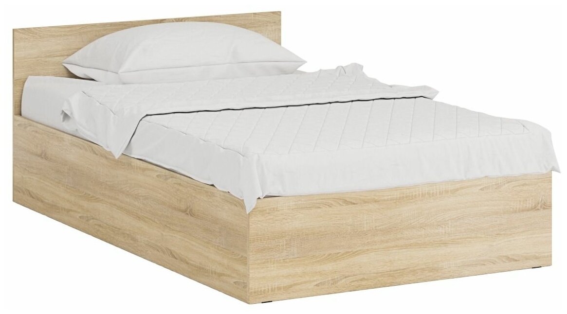 Кровать Стандарт 1200, цвет дуб сонома, ШхГхВ 123,5х203,5х70 см, сп. м. 1200х2000 мм, без матраса, основание есть