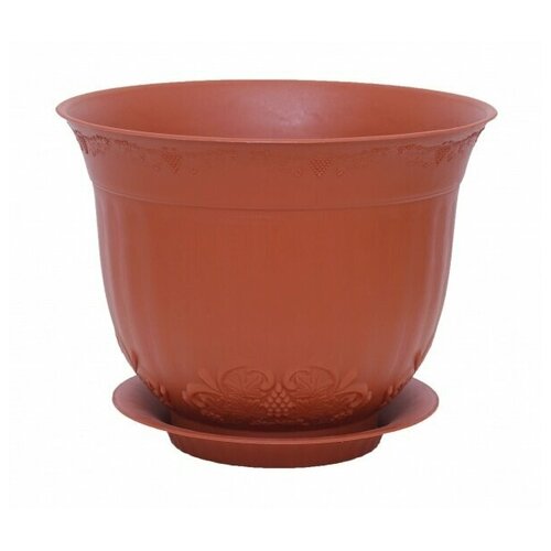 Кашпо ангара 7л, цвет терракота, для лиственных и цветочных растений, с поддоном, материал: пластик, в квартиру или частный дом