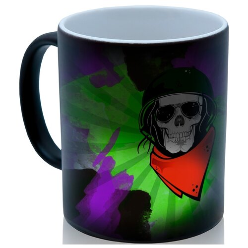 фото Кружка хамелеон череп в каске, недорогой подарок drabs