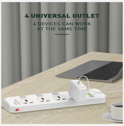 Изображение товара Сетевой фильтр(удлинитель)/Сетевой тройник с переключателем на 4 розетки и 4 входа для USB/тройник/для дома/удлинитель SelfLinePRO
