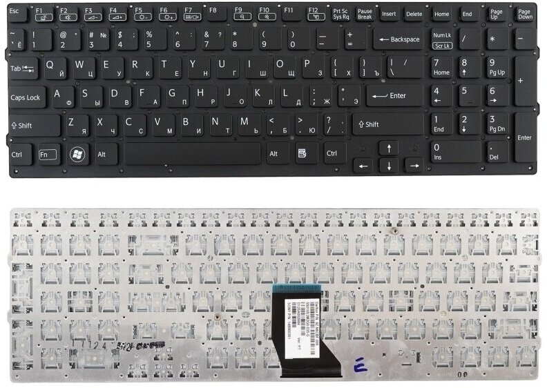 Клавиатура для ноутбука Sony Vaio VPC-CB черная, без рамки