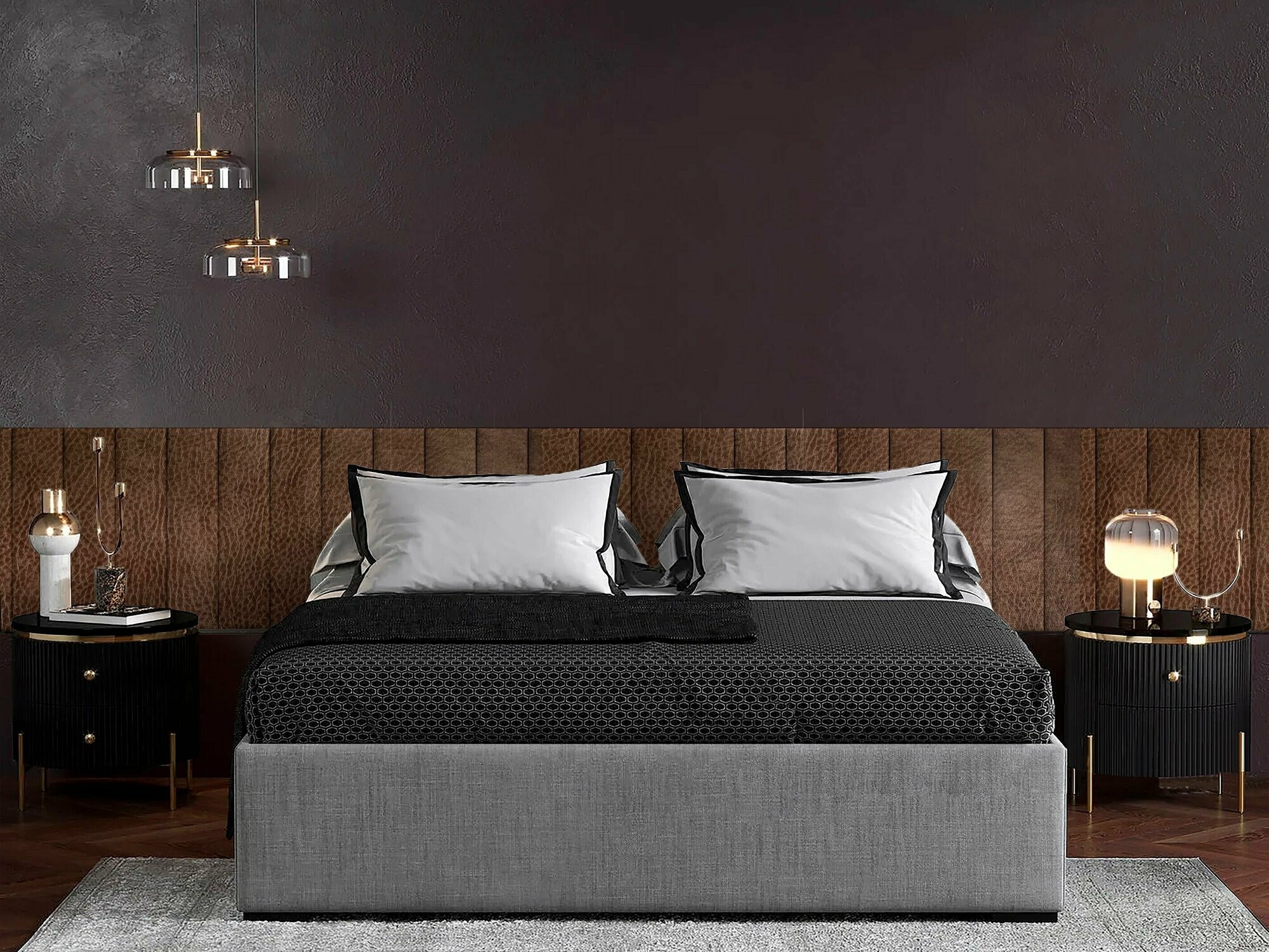 Панель кровати Eco Leather Moka 15х60 см 4 шт.