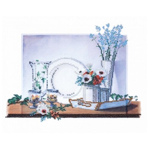 фото Натюрморт на белом-2 набор габардин+бисер 35х30 овен 004-рт