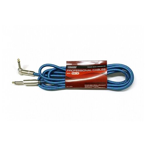 3LUXE-3m-BL Кабель инструментальный, 3м, прямой/угловой, синий, Yerasov 3luxe 3m rd кабель инструментальный 3м прямой угловой красный yerasov
