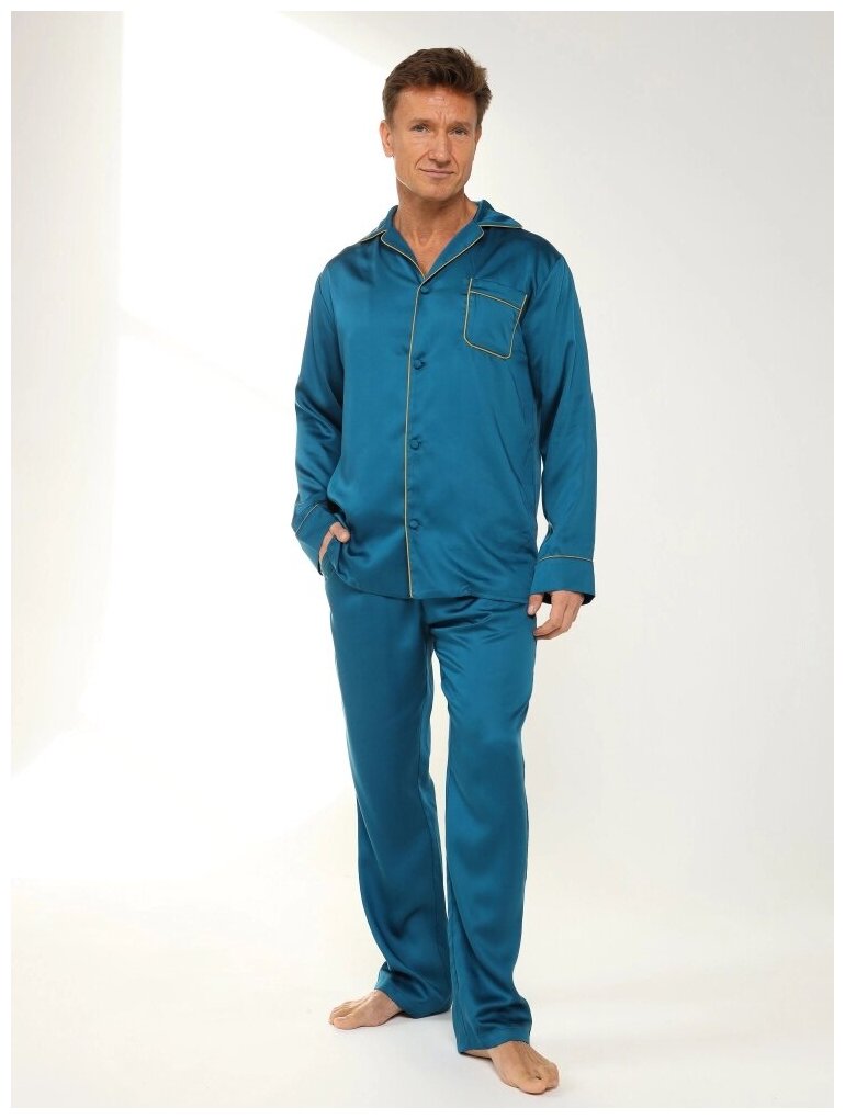 Пижама мужская из тенселя (комплект: брюки и рубашка), размер 50 - фотография № 2