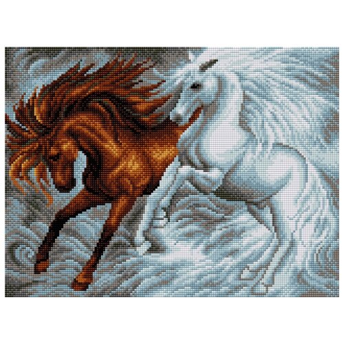 фото Набор для изготовления картин со стразами "лошади", 30x40 см, арт. v-22 вышиваем бисером