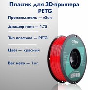 Катушка PETG пластик для 3D принтера ESUN 1.75 Красный 1кг