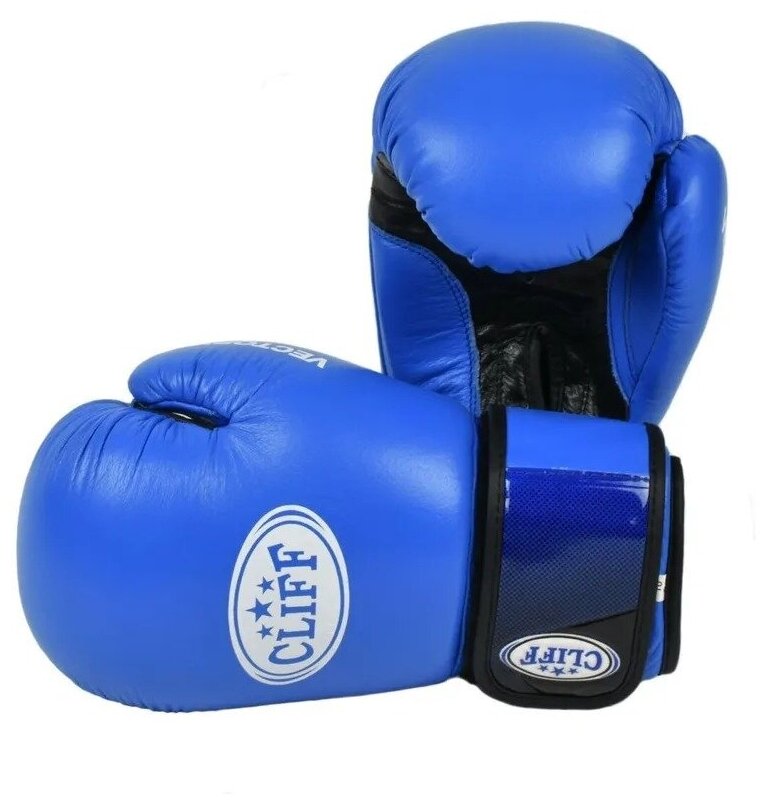 Перчатки бокс VECTORY Буффало (кожа) 10 oz цвет: синий