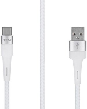 Кабель TFN Envy, USB-A / USB-C, нейлон, 1.2 м, белый