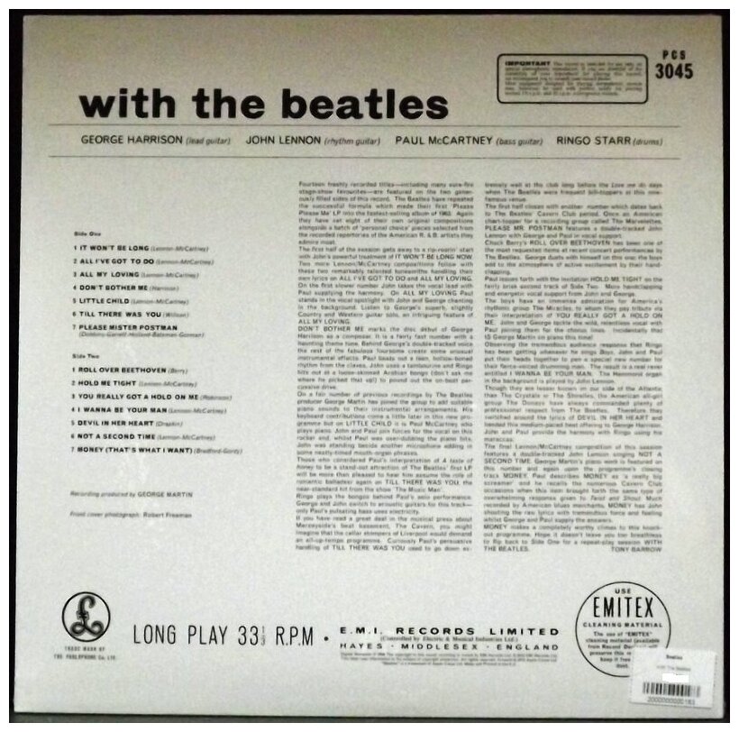 Beatles With the Beatles Виниловая пластинка EMI - фото №2