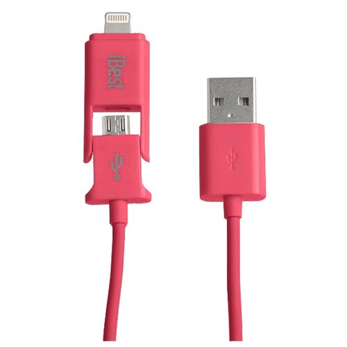 фото Кабель iBest USB - microUSB/Lightning (iPW10) 1 м красный