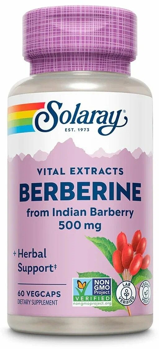 Берберин (Berberine) Solaray, 500 мг, 60 капсул вегетарианских