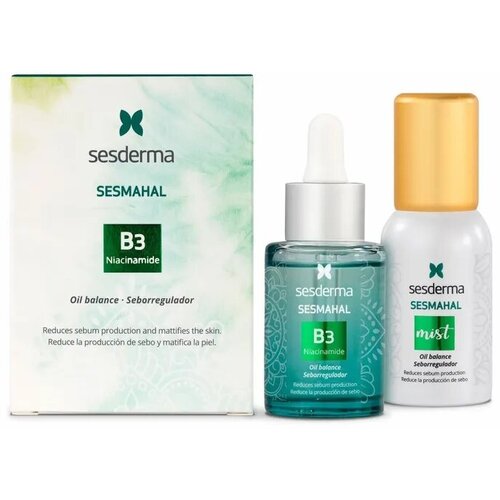 Набор Sesderma Sesmahal B3: Сыворотка себорегулирующая 30 мл + спрей мист себорегулирующий 30 мл набор sesderma набор sesmahal b3 niacinamide себорегулирующий набор сыворотка 30 мл спрей мист 30 мл