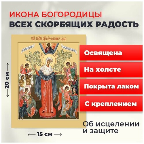 Освященная икона на холсте "Богородица Всех Скорбящих Радость", 20*15 см