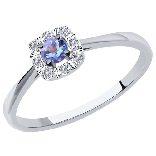 фото Sokolov кольцо из белого золота с родированием с бриллиантами и танзанитом 6014169-3, размер 17.5