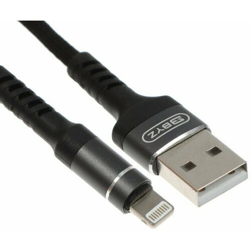 Кабель BYZ BC-025i, Lightning - USB, 5 А, 1.2 м, нейлоновая оплетка, черный 9633028