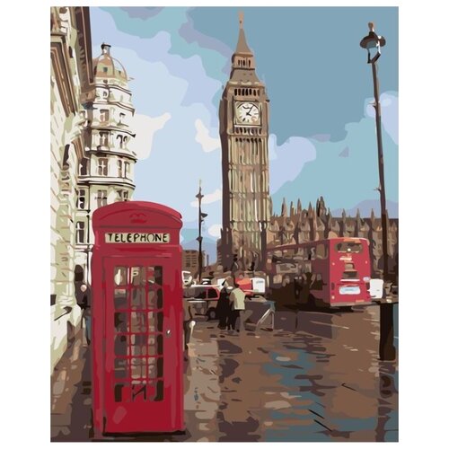 Картина по номерам Телефонная будка, 40x50 см картина на холсте телефонная будка 40х40 см