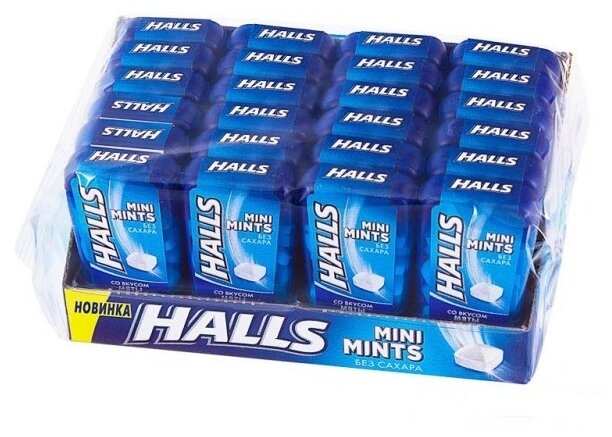 HALLS Mini Mints конфеты без сахара со вкусом мяты 12,5г по 24 шт - фотография № 2