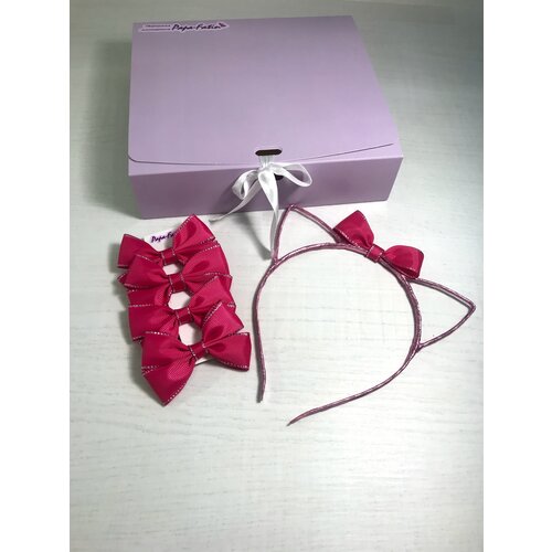 подарочная коробка полезные сладостиподарочный набор подарок детям взрослым Кошачьи ушки в розовом набор аксессуаров для волос