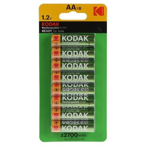 Аккумулятор Kodak, Ni-Mh, AA, HR6-8BL, 2700 мАч, блистер, 8 шт.