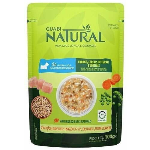 Guabi Natural Корм влажный для собак Dog, курица, цельнозерновые злаки и овощи, 100 г сухой корм для собак happy dog flockenmixer cereal flakes злаки овощи кукуруза 10кг