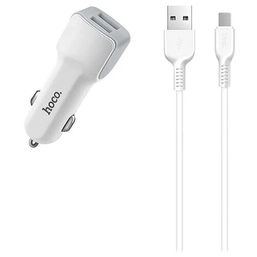 Зарядный комплект Hoco Z23 Grand style + кабель microUSB, 12 Вт, RU, белый зарядный комплект hoco z27 staunch кабель microusb ru белый