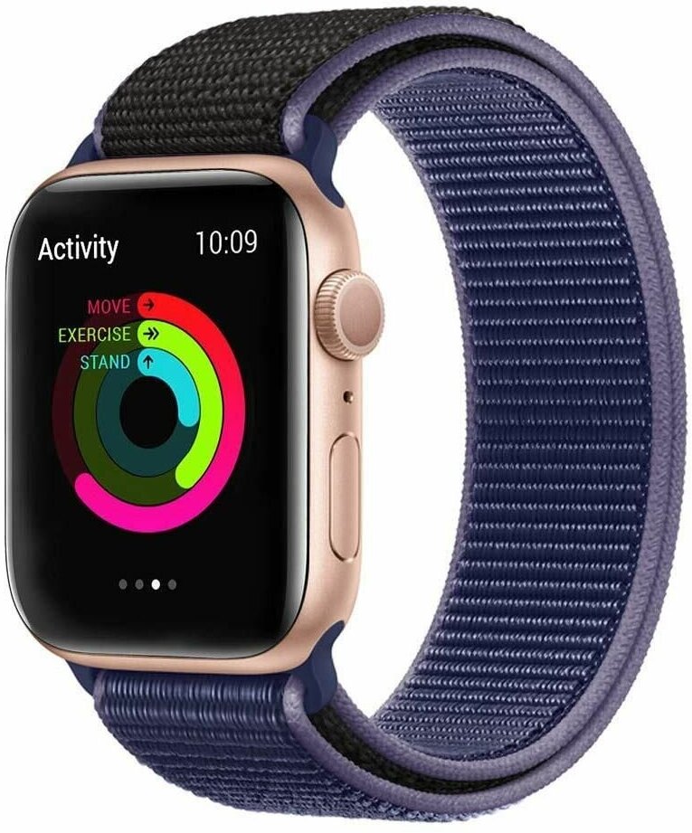 Нейлоновый тканевый ремешок для Apple Watch Series 1-8 и Ultra - 42/44/45/49 мм (эпл вотч), темно-синий