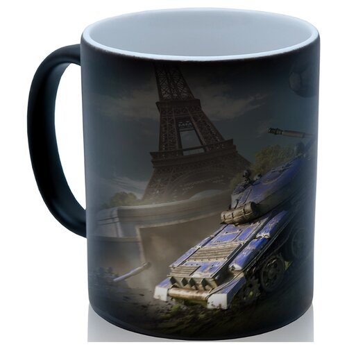 фото Кружка хамелеон по мотивам игры танки, 2 танка, эйфелева башня, прикольный подарок drabs
