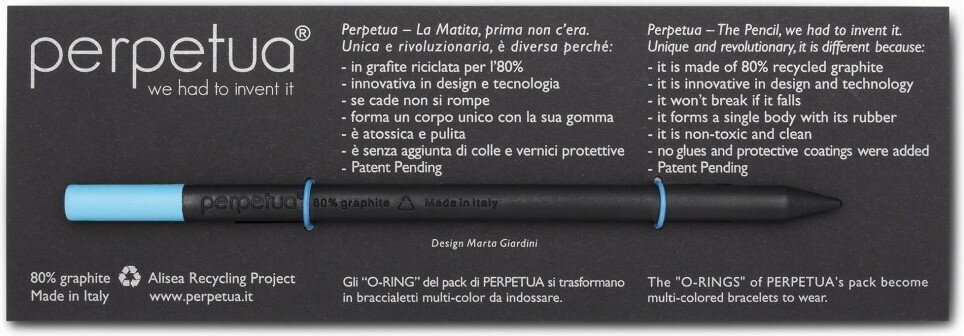 Карандаш графитовый Perpetua с ластиком, черный/голубой