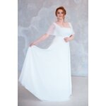 Длинное белое свадебное платье А-силуэта c поясом. - изображение