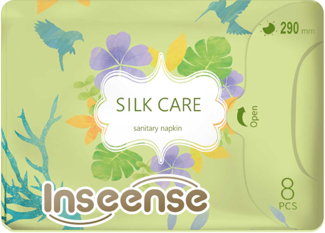 Inseense Silk Care Прокладки женские гигиенические ночные 5 капель 290 мм 8шт