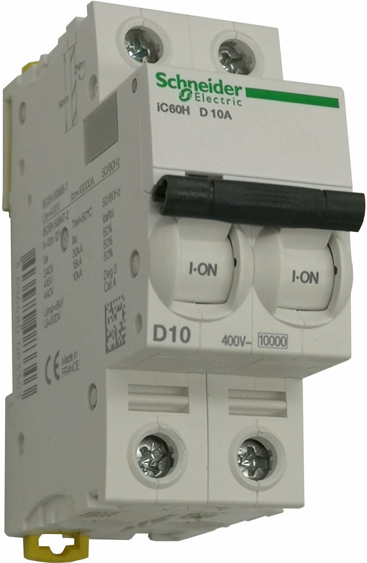 Автоматический выключатель Schneider Electric iC60H 2Р D 10A 10кА A9F85210 серия ACTI 9 ток расцепления D 10 ампер 2 полюса 10 килоампер