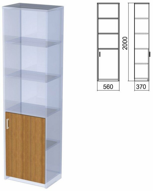 Шкаф полузакрытый часть 2 "Арго", 560х370х2000 мм, дверь, 4 полки, орех