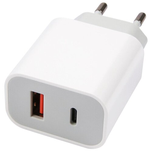 Зарядное устройство сетевое Red Line, USB+Type-C,3A, PD 20W, бел, УТ000024925 комплект 3 штук зарядное устройство сетевое red line usb type c 3a pd 20w бел ут000024925