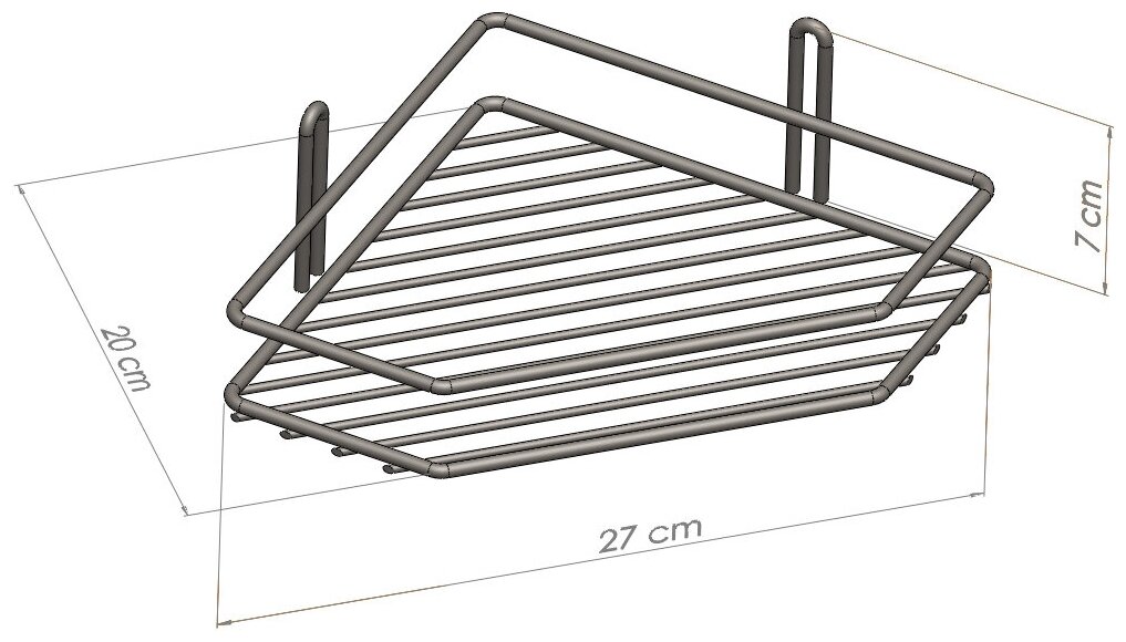 Полка для ванной комнаты угловая ES071 1 ярус 20*20*7 хром