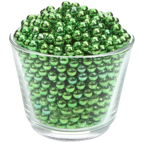 Декор Шарики Зеленые перламутровые 6 мм. Florensuc, 100 гр.