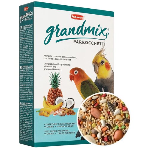 Padovan корм Grandmix Parrocchetti для средних попугаев, 850 г