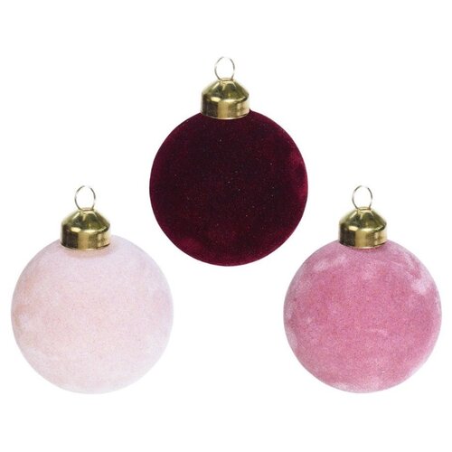 фото Набор стеклянных ёлочных шаров велютто, бело-розовые, розовые и бордовые, 6 см, упаковка 12 шт., koopman international a