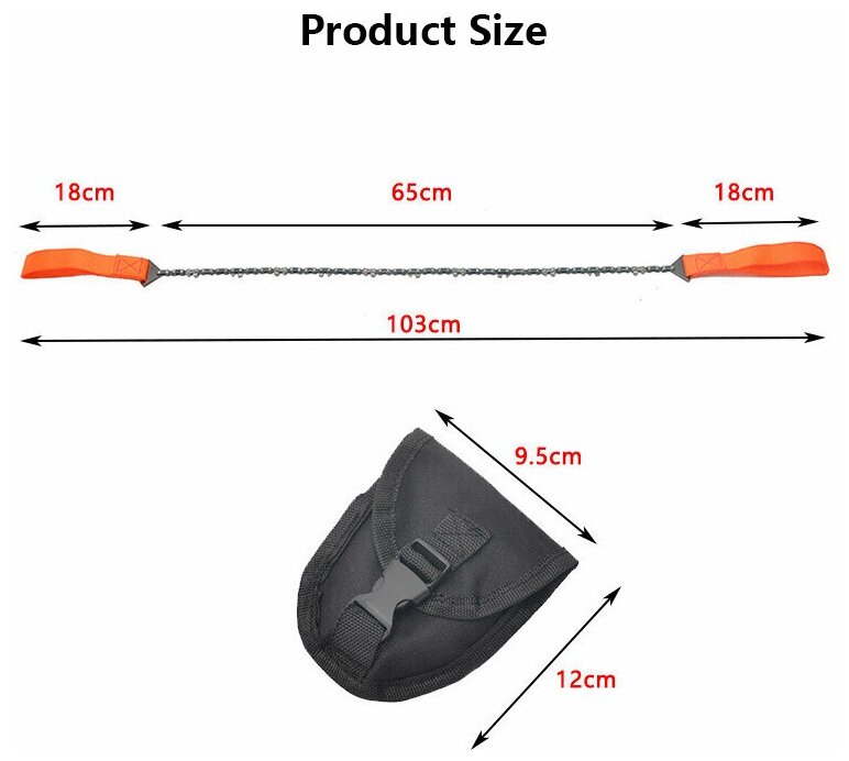 Карманная ручная цепная пила-струна (канатная, проволочная, тросовая), походная, туристическая; для охоты, кемпинга, отдыха и выживания; Beri-WS06 - фотография № 2