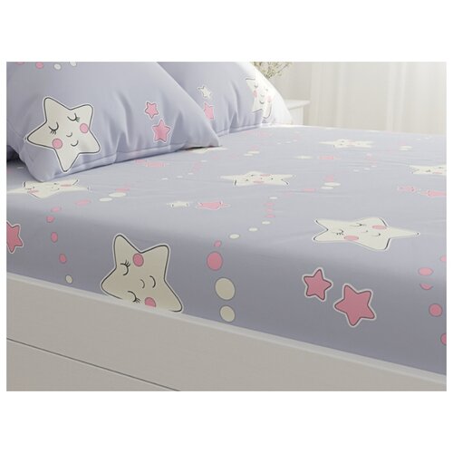 фото Простынь на резинке сказка "спящие звезды" натяжная простынь 90х200 см 1,5-спальная