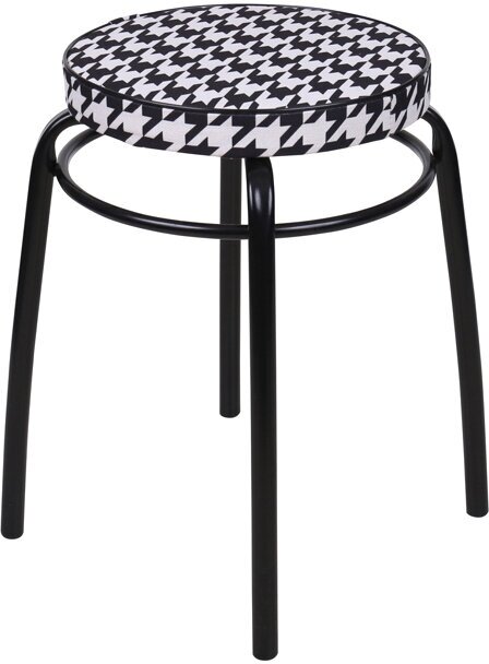 фото Табурет круглый HAUSHALT 340мм черно-белый ткань/металл